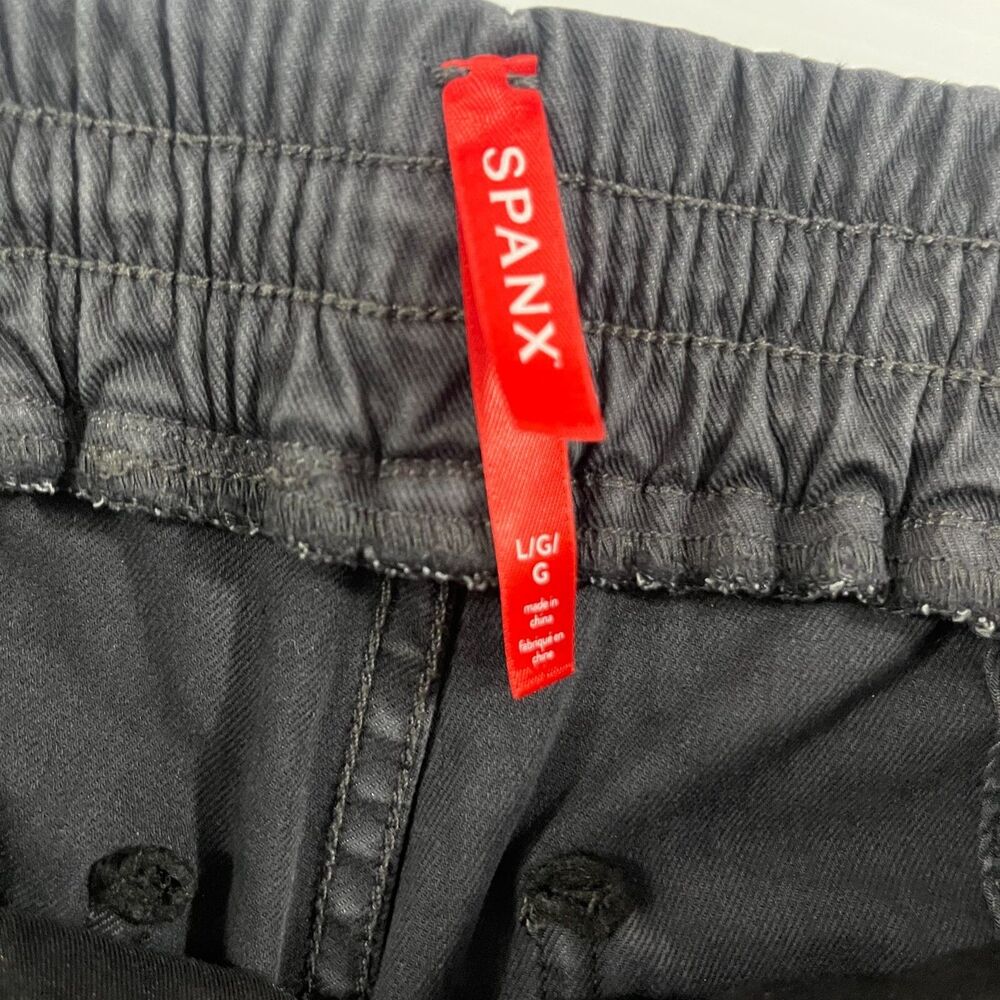SPANX  Womens Cargo Joggers Stretch Twill Charcoal Gray Cargo Zip Ankles Size L - Picture 2 of 10